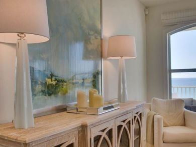 Sideboard with Lamps in Living Area
